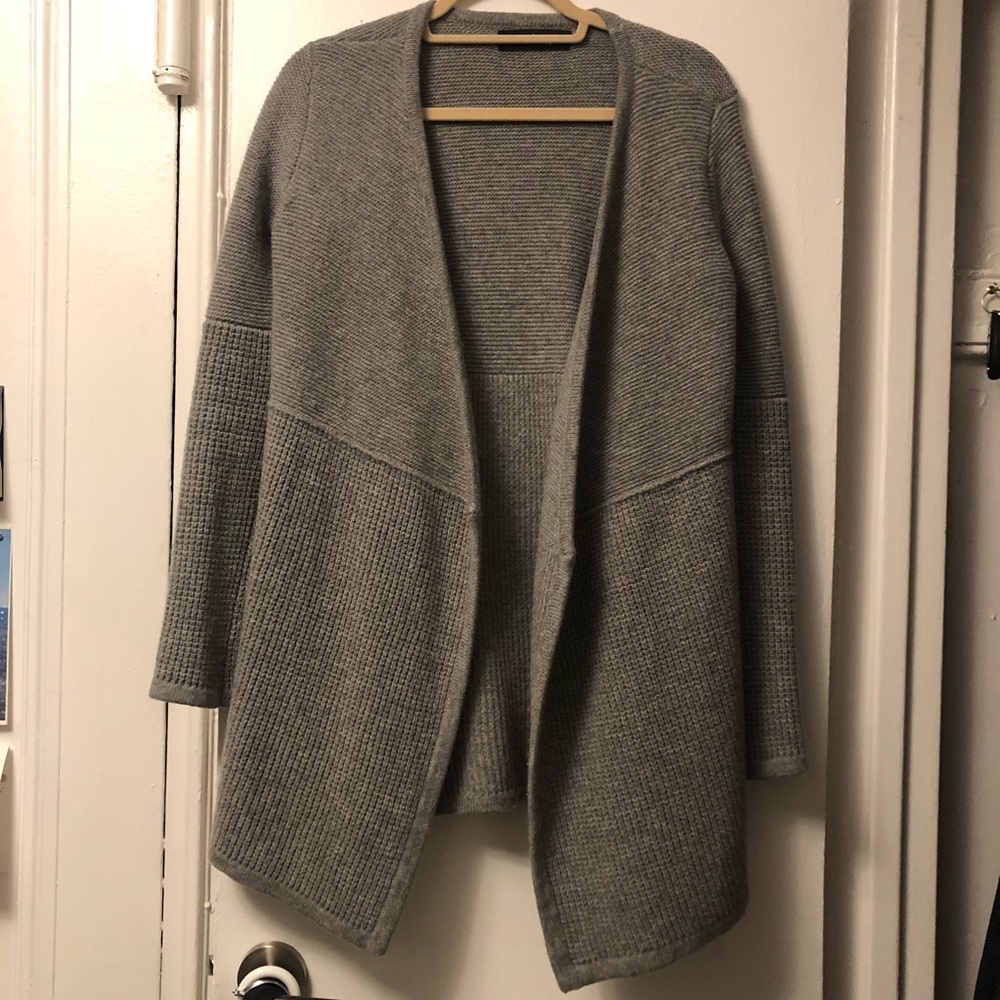 NEW rag & bone 100% wool grey cardigan size P